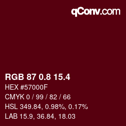 カラーコード: RGB 87 0.8 15.4 | qconv.com