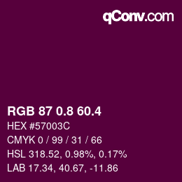 カラーコード: RGB 87 0.8 60.4 | qconv.com