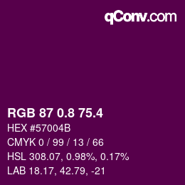 カラーコード: RGB 87 0.8 75.4 | qconv.com