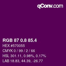カラーコード: RGB 87 0.8 85.4 | qconv.com
