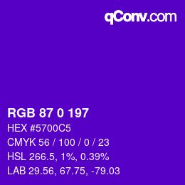 カラーコード: RGB 87 0 197 | qconv.com