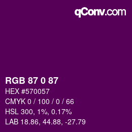 カラーコード: RGB 87 0 87 | qconv.com