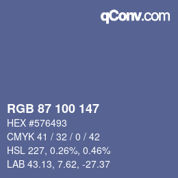 カラーコード: RGB 87 100 147 | qconv.com