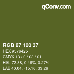 Color code: RGB 87 100 37 | qconv.com