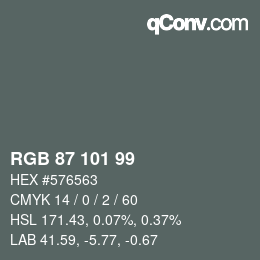 Color code: RGB 87 101 99 | qconv.com