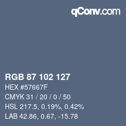Código de color: RGB 87 102 127 | qconv.com