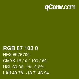 Color code: RGB 87 103 0 | qconv.com