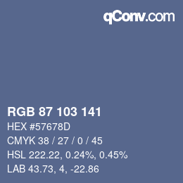 カラーコード: RGB 87 103 141 | qconv.com
