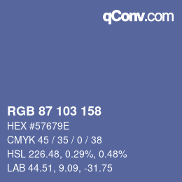 颜色代码: RGB 87 103 158 | qconv.com