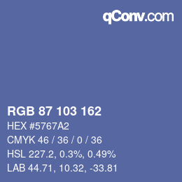 Color code: RGB 87 103 162 | qconv.com