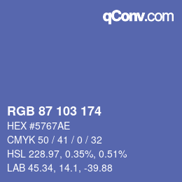 Color code: RGB 87 103 174 | qconv.com
