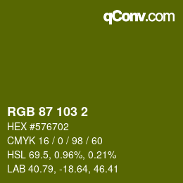 Color code: RGB 87 103 2 | qconv.com