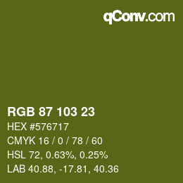 カラーコード: RGB 87 103 23 | qconv.com
