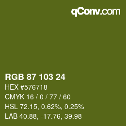 Color code: RGB 87 103 24 | qconv.com