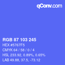 カラーコード: RGB 87 103 245 | qconv.com