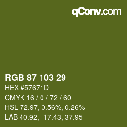 Color code: RGB 87 103 29 | qconv.com