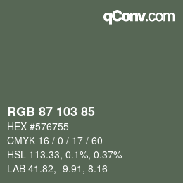 カラーコード: RGB 87 103 85 | qconv.com