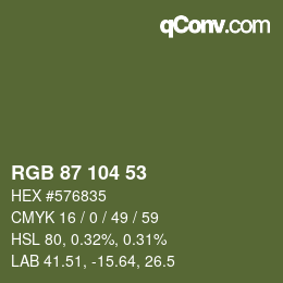 カラーコード: RGB 87 104 53 | qconv.com