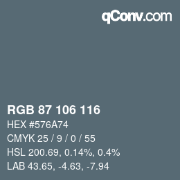 Color code: RGB 87 106 116 | qconv.com