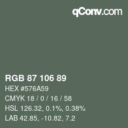 Color code: RGB 87 106 89 | qconv.com