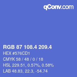 カラーコード: RGB 87 108.4 209.4 | qconv.com