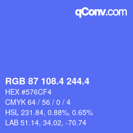 カラーコード: RGB 87 108.4 244.4 | qconv.com