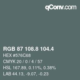 カラーコード: RGB 87 108.8 104.4 | qconv.com