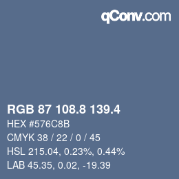 カラーコード: RGB 87 108.8 139.4 | qconv.com