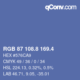 カラーコード: RGB 87 108.8 169.4 | qconv.com