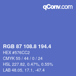カラーコード: RGB 87 108.8 194.4 | qconv.com