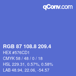 カラーコード: RGB 87 108.8 209.4 | qconv.com