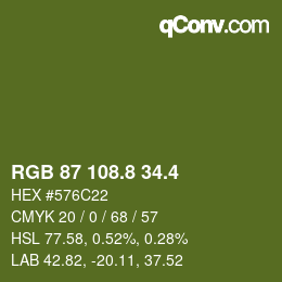 カラーコード: RGB 87 108.8 34.4 | qconv.com