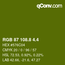 カラーコード: RGB 87 108.8 4.4 | qconv.com