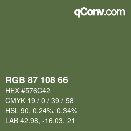 颜色代码: RGB 87 108 66 | qconv.com