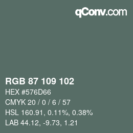 Farbcode: RGB 87 109 102 | qconv.com