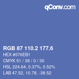 カラーコード: RGB 87 110.2 177.6 | qconv.com