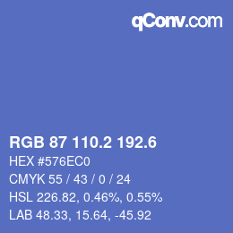 カラーコード: RGB 87 110.2 192.6 | qconv.com