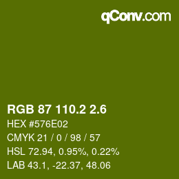カラーコード: RGB 87 110.2 2.6 | qconv.com