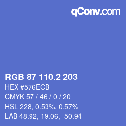 カラーコード: RGB 87 110.2 203 | qconv.com