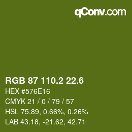カラーコード: RGB 87 110.2 22.6 | qconv.com