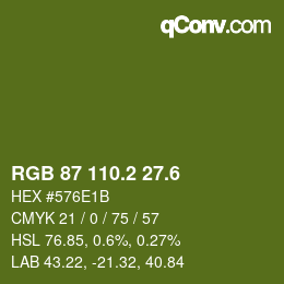 カラーコード: RGB 87 110.2 27.6 | qconv.com