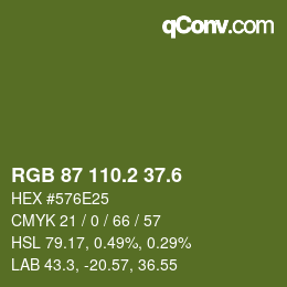 カラーコード: RGB 87 110.2 37.6 | qconv.com
