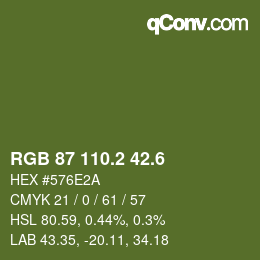 カラーコード: RGB 87 110.2 42.6 | qconv.com