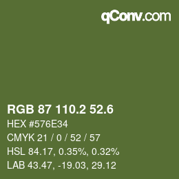 カラーコード: RGB 87 110.2 52.6 | qconv.com