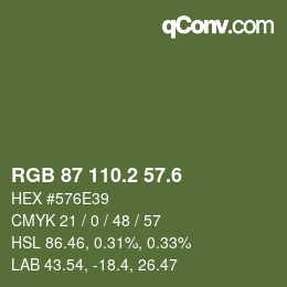 カラーコード: RGB 87 110.2 57.6 | qconv.com