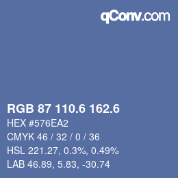 カラーコード: RGB 87 110.6 162.6 | qconv.com