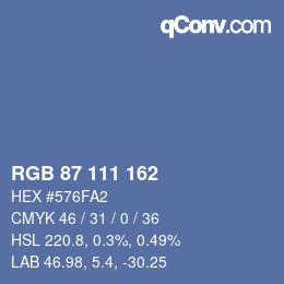 Color code: RGB 87 111 162 | qconv.com