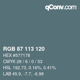 カラーコード: RGB 87 113 120 | qconv.com