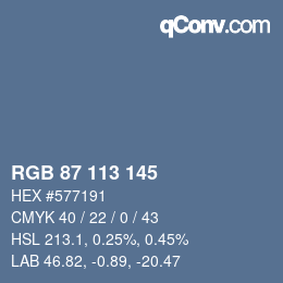 Color code: RGB 87 113 145 | qconv.com