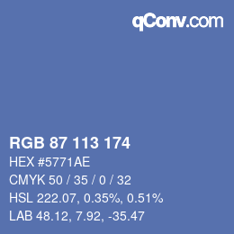 Color code: RGB 87 113 174 | qconv.com